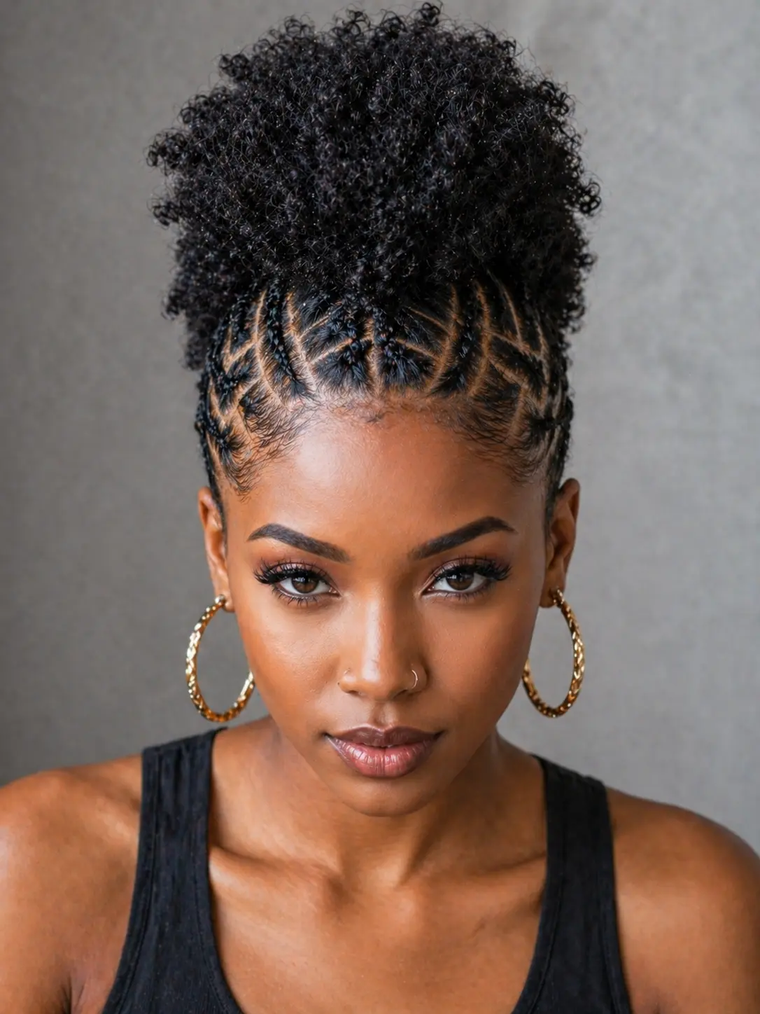 curly mohawk for women, natural hair, faded sides